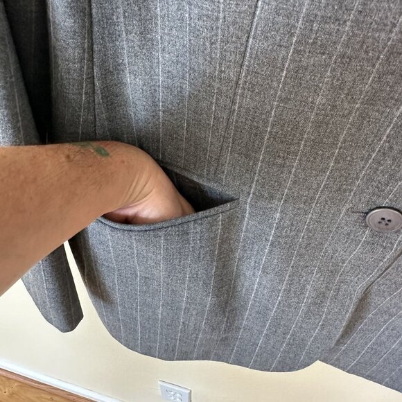 Lands End Womens Pinstripe Blazer Size 12 Gray 2 Button Career - Picture 8 of 11